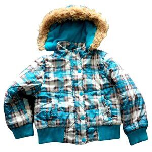 Kids Girls Toddler Dollhouse Plaid Hooded Coat